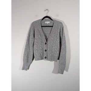 DH NEW YORK Grey Button Front Alpaca Wool Blend Classy Cardigan EUC Women Size S